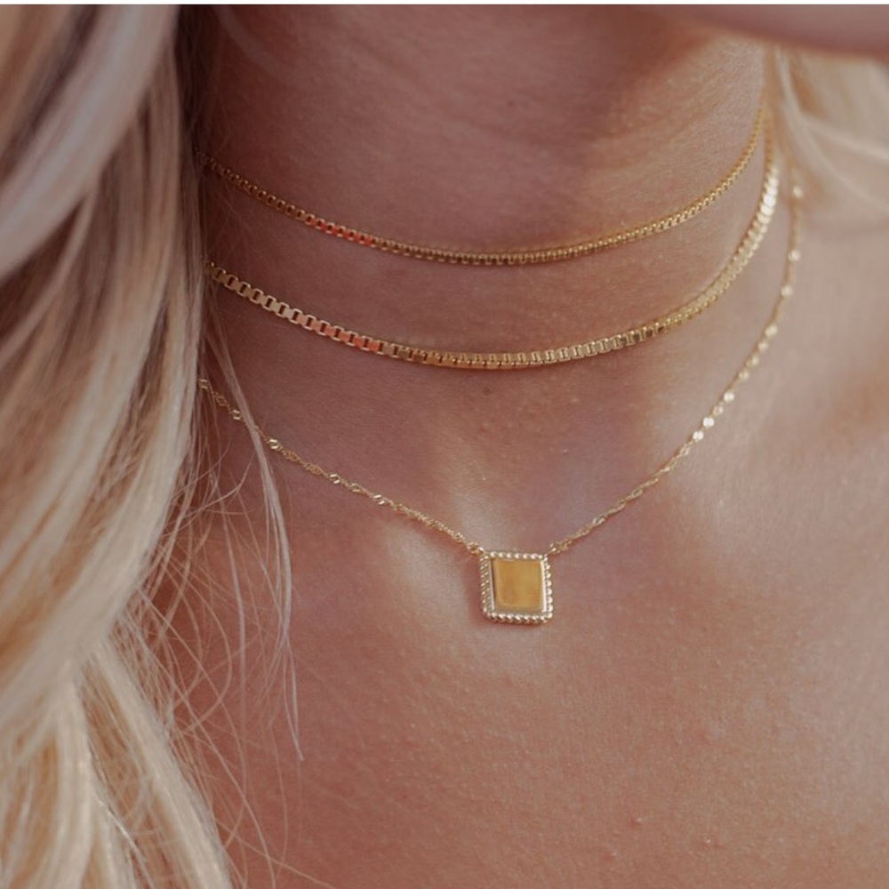14 kt Gold Plated Square Pendant